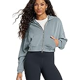 ODODOS Women's Modal Soft Full-Zip Cropped Hoodies with Pockets Long Sleeve Crop Casual Sweatshirts