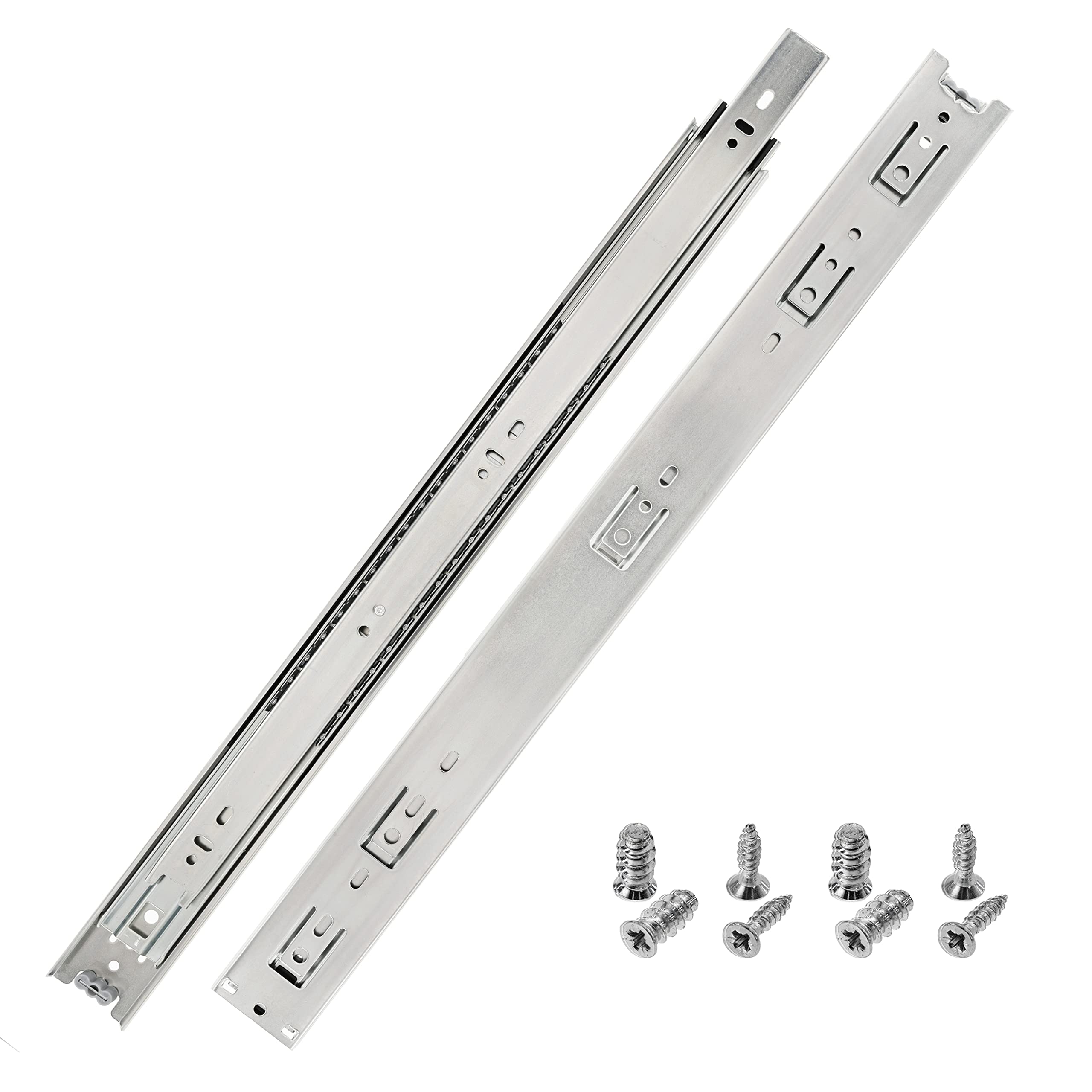 HELPMATE Drawer Runners Full Extension 500 mm 1 Pair Set of 2 Full Extension Ball Runners 35 kg Load Drawer Rail System Drawer Guide Galvanised Steel Silver Includes Mounting Material