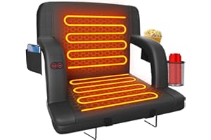 Suteck Dual-Sided Heated Stadium Seats for Bleachers with Back Support, 23" Portable Heated Bleacher Seat with Backrest, 3 He