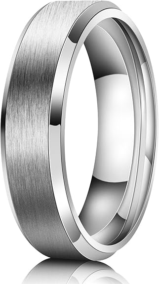 Just Lsy 6mm Wedding Band Men Titanium Ring Engagement Ring Silver
