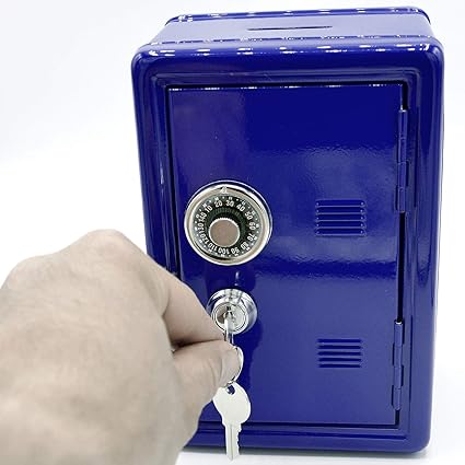 Hucha de Metal con forma de caja fuerte con llave: Amazon.es: Juguetes y juegos