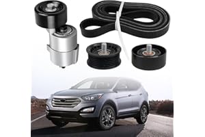 DONPIDA Belt Tensioner & Idler Pulley V-Ribbed Belt Kit Compatible with Hyundai Santa Fe Sonata Kia Forte Magentis Optima Sorento Replaces Part Numbers 6PK2125 2528125000 2528825001 2528725110