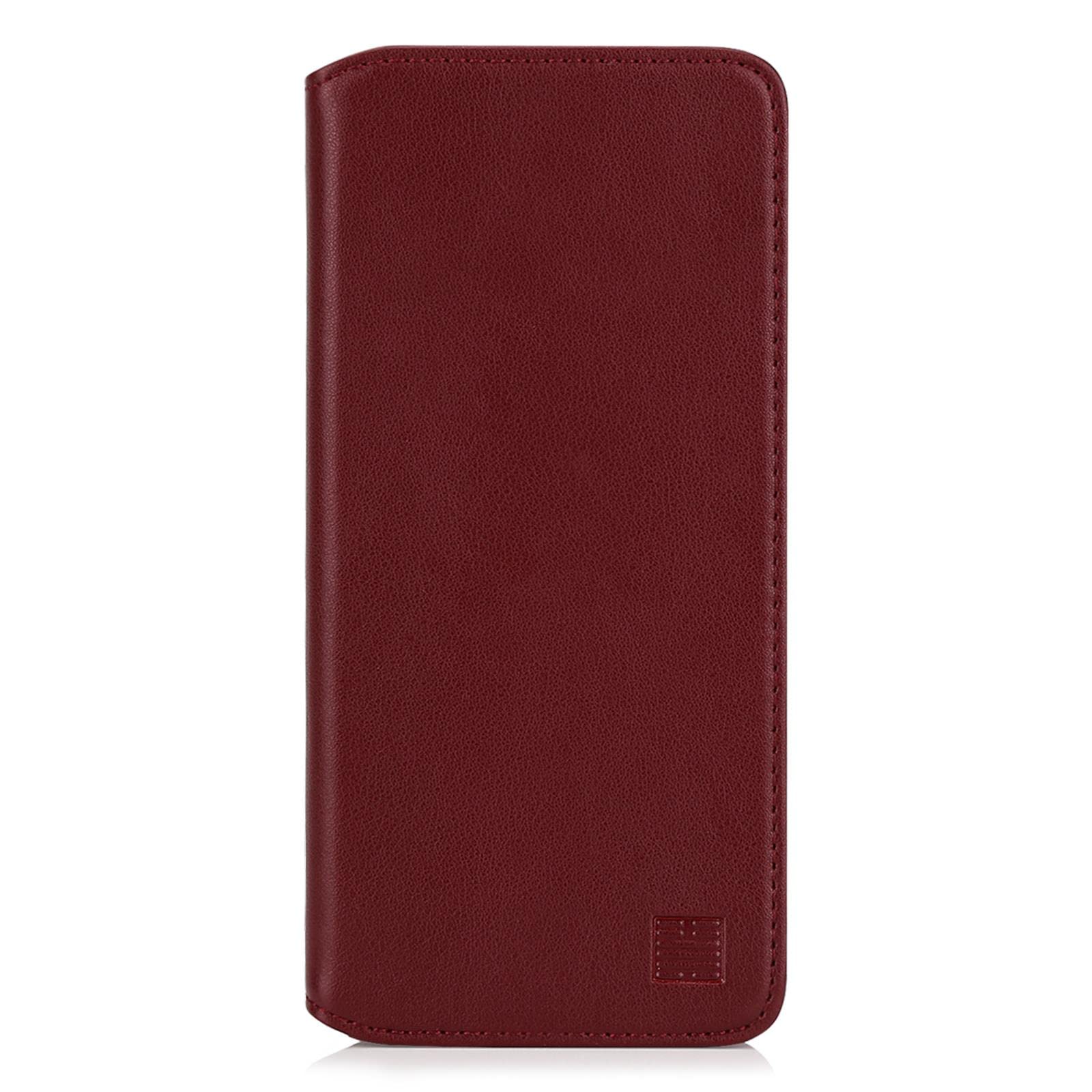 32nd Classic Series 2.0 - Real Leather Book Wallet Flip Case Cover For Google Pixel 5, Real Leather Design With Card Slot, Magnetic Closure and Built In Stand - Burgundy
