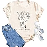 Teacher Shirt Women Wildflower Teacher Shirts Helping Little Minds Grow Kindergarten Teacher Tee Inspirational Tops
