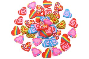 KESOTE Heart Erasers Valentine Erasers for Kids, Small Mini Erasers for Valentines Day Party Favors Bags Goodie Bags Filler School Favors for Kids Classroom - Pack of 42