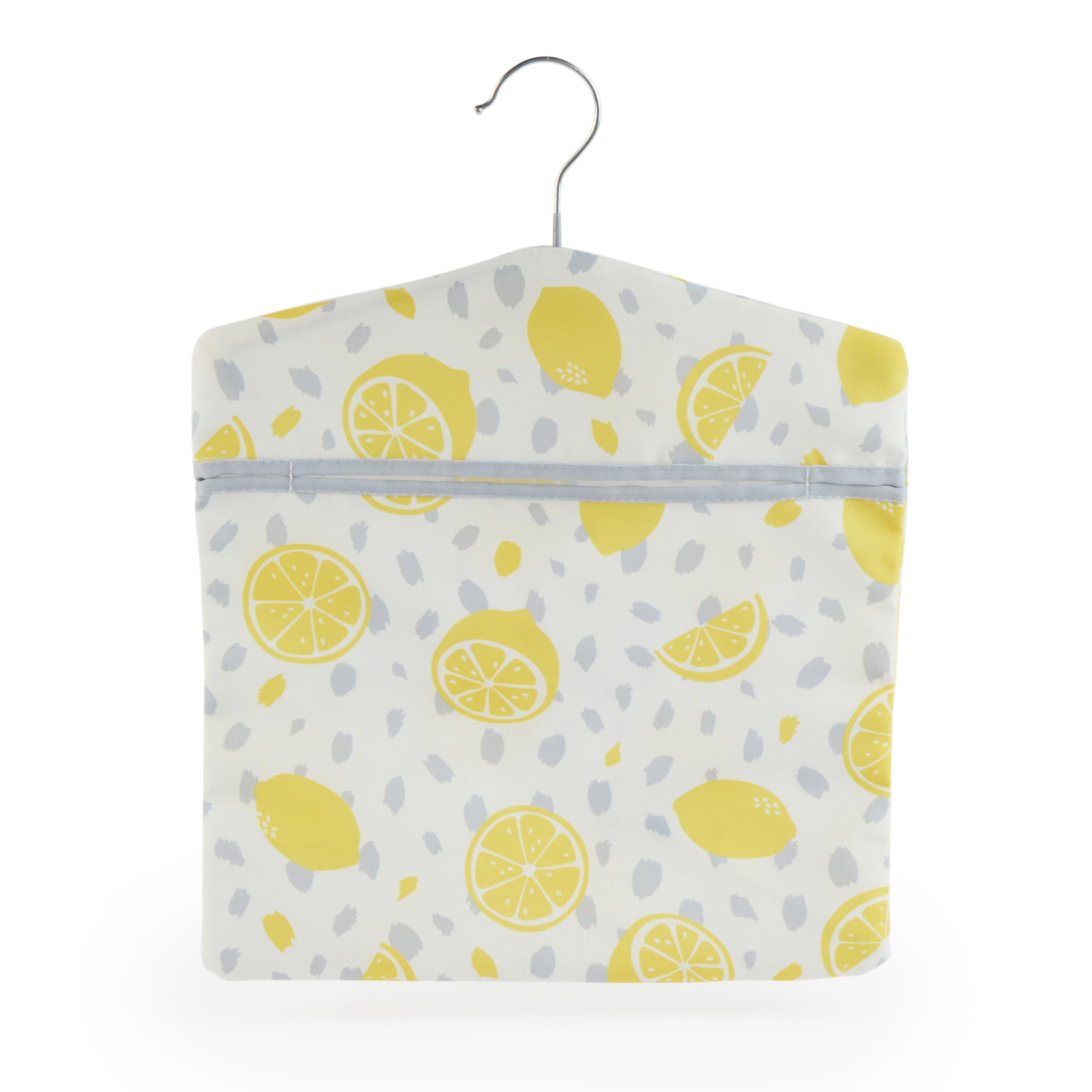 Beldray Lemon Print Peg Bag – Hang on Line, Peg Organisation, Easy Hanging Hook for Storage, Holds up to 100 Peg Bags, Reusable, Indoor/Outdoor Use, Clothes Peg Bag, 33 x 30 cm