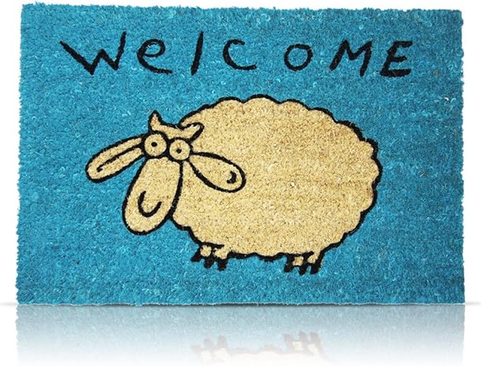 2 x Door Mat Foot Mat Sheep Blue Door Mat Coir Doormat