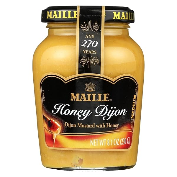 MAILLE MUSTARD HONEY DIJON FOR VINAIGRETTES, GLAZED VEGETABLES, AND CHICKEN RECIPES GOURMET DIJON MUSTARD IMPORTED FROM FRANCE, MADE WITH REAL HONEY 8.11 OZ