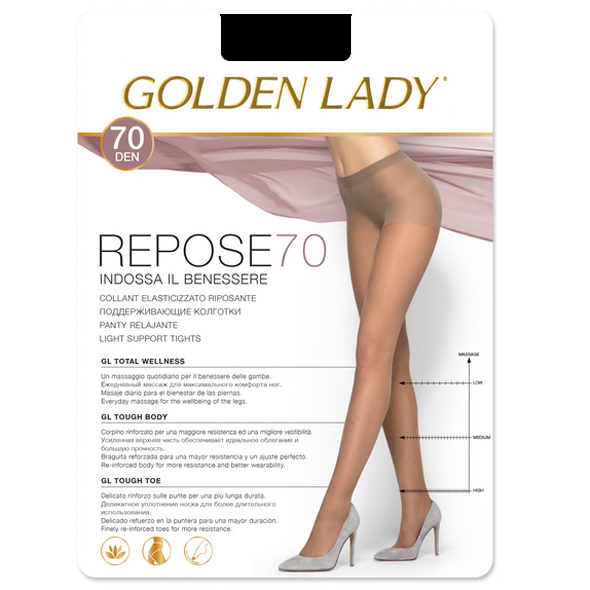Golden Lady Repose 70 Women's Tights Small Black