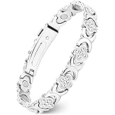 Feraco Pure Copper Bracelets for Women, Ultra Strength Magnetic Therapy Bracelet for Pain Relief with Neodymium Magnets & Sparkling Cubic Zirconia, Adjustable, Infinite Clover Jewelry