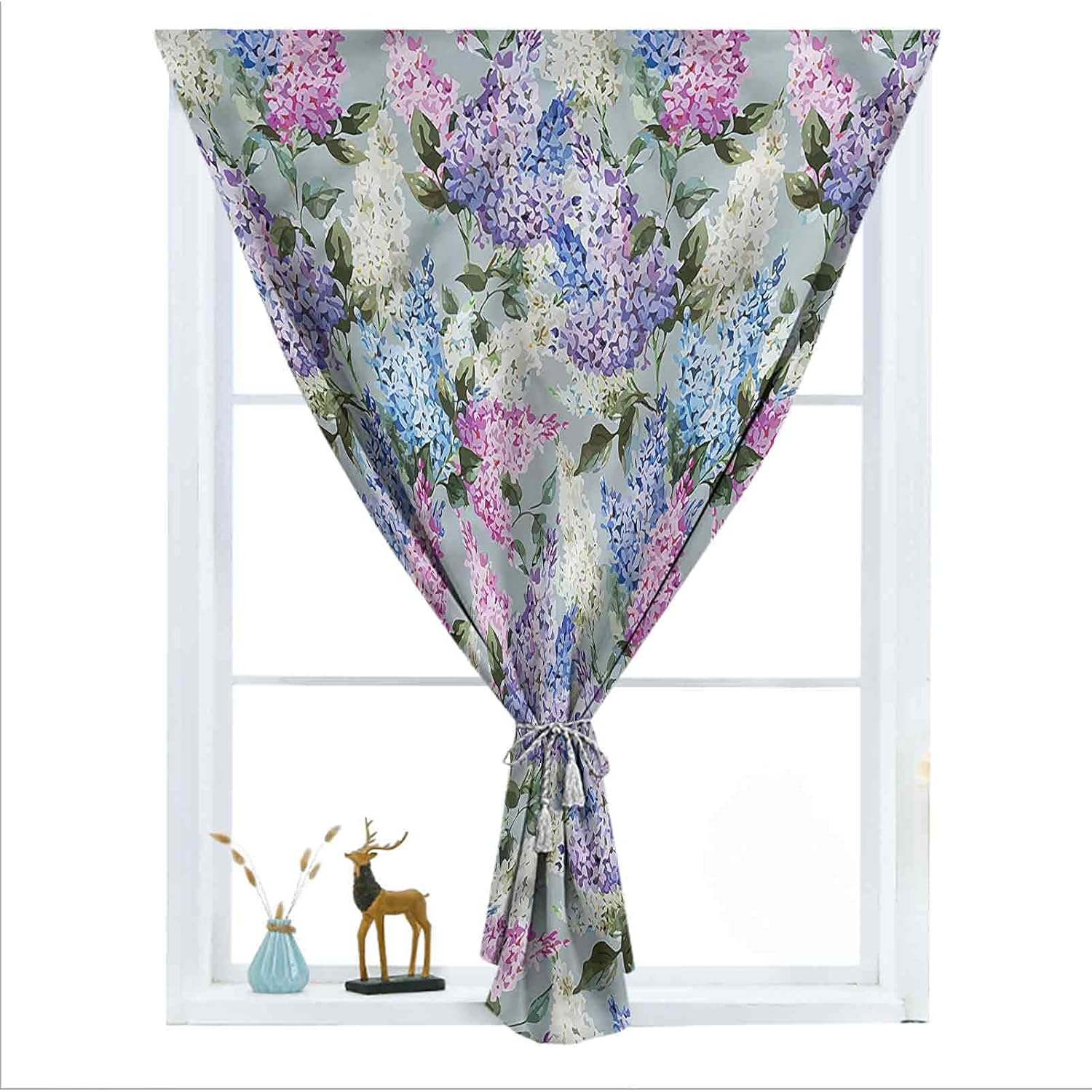 ousente Mauve Decorative Blackout Window Door Curtains, Floral Garden and Leaf Thermal Insulated Self Sticky Curtains for Small Windows Balloon Curtain Thermal Protector, 39