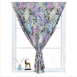 ousente Mauve Decorative Blackout Window Door Curtains, Floral Garden and Leaf Thermal Insulated Self Sticky Curtains for Small Windows Balloon Curtain Thermal Protector, 39