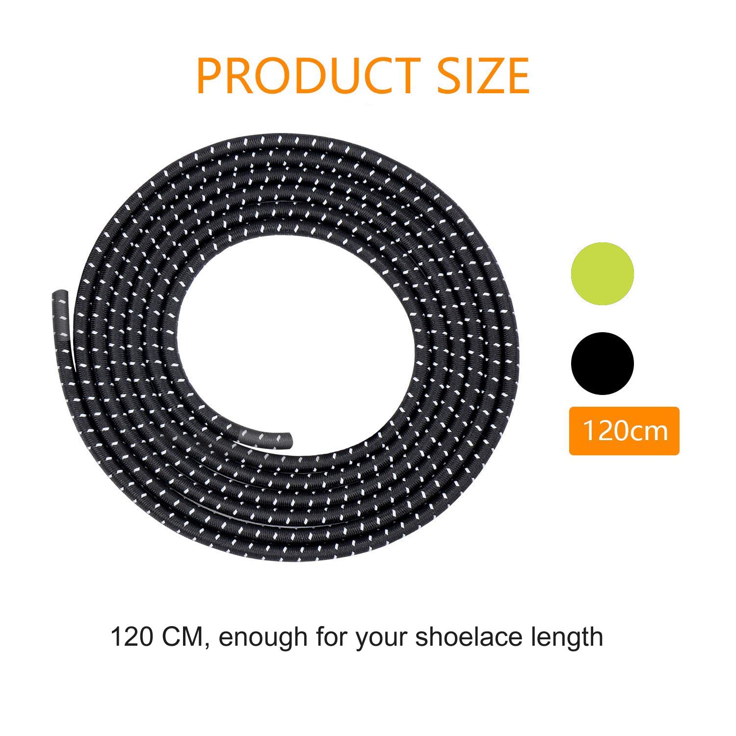 Naomo No Tie Laces Elastic Easy Tie Shoe Laces for Adults and Kids Running Shoes 2 Colours (2 Pair Black&Flash)