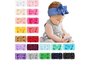 JOYOYO 20 Colors Soft Wide Turban Baby Headbands with 4.5 inches Hair Bow Headwraps for Baby Girls Infants Newborn Hair Accessories Toddlers Kids and Children