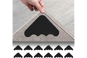 Goldeer Double Sided Non-Slip Rug Pads Rug Tape Stickers, Reusable and Washable Corner Side Area Rug Pad Adhesive Carpet Tape for Hardwood Floors and Tiles (12Pcs)