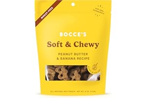 Bocce's Bakery Oven Baked PB & Banana Recipe Treats for Dogs, Wheat-Free Everyday Dog Treats, Real Ingredients, Baked in The USA, All-Natural Soft & Chewy Cookies, Peanut Butter & Banana, 6 oz
