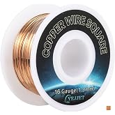 YEJJET Square Copper Wire - 16 Gauge, 99.9% Pure Soft Copper, 30 Ft