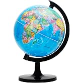 EXERZ 8 Inches World Globe Political Map English Desk Globe School and | Self Assembly Educational for Home and Kids Geography Lover Ideal for Everyday Home School Office Travel and Gifting
