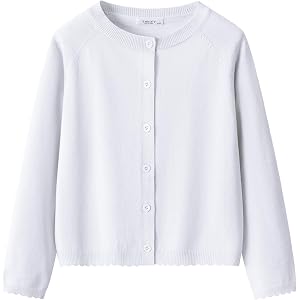 Yekaty Girls Cardigan Basic Long Sleeve Uniforms Knit Button Sweater Tops