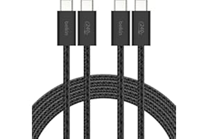 Belkin USB C to USB C Cable ​2-Pack, 6.6ft, 240W - Type C Charger, iPhone Charger Cord, Soft, Braided, Flexible for iPhone 17, Galaxy S25, Pixel 10, MacBook, Chromebook, iPad Pro, Switch – Black