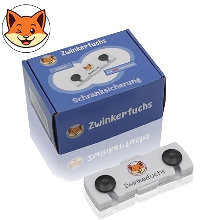 Premium Schranksicherung von Zwinkerfuchs® - Die extra sichere Kindersicherung, die Babys vor Gefahren in Schränken schützt - Durch 2-Richtungs-Sicherung und 3M-Klebeband äußerst sicher - 6er Packung