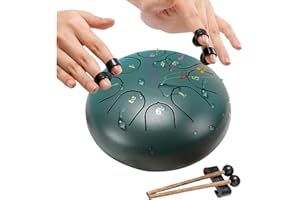 ILWHE Rain Drum for Outside Garden,Chakra Drum for Rain Outdoor, Drum Rain Chime Waterproof,Rain Drum for Garden Instrument, chakra Drum 6 Inches 8 Notes, Chakra Rain Drum Outdoor (Green)