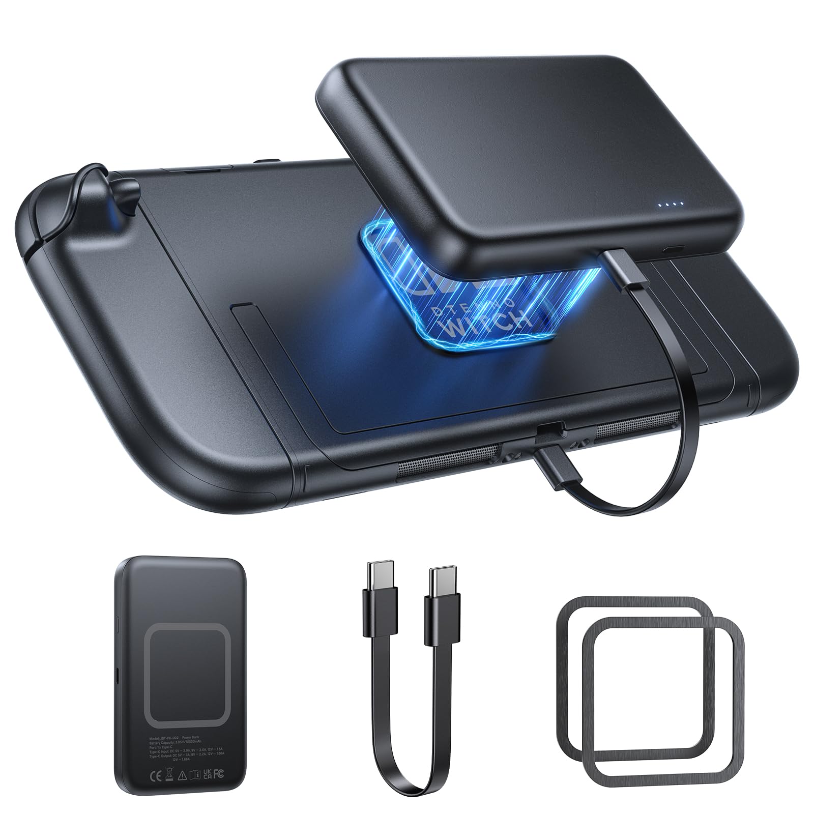 YUANHOT Magnetic Battery Pack for Nintendo Switch 2 2025, 10000mAh 20W Fast Charger Extended Power Bank for Switch/OLED/iPhone/Smartphone Portable Switch 2 Accessories for Extra 2.8*Game Time