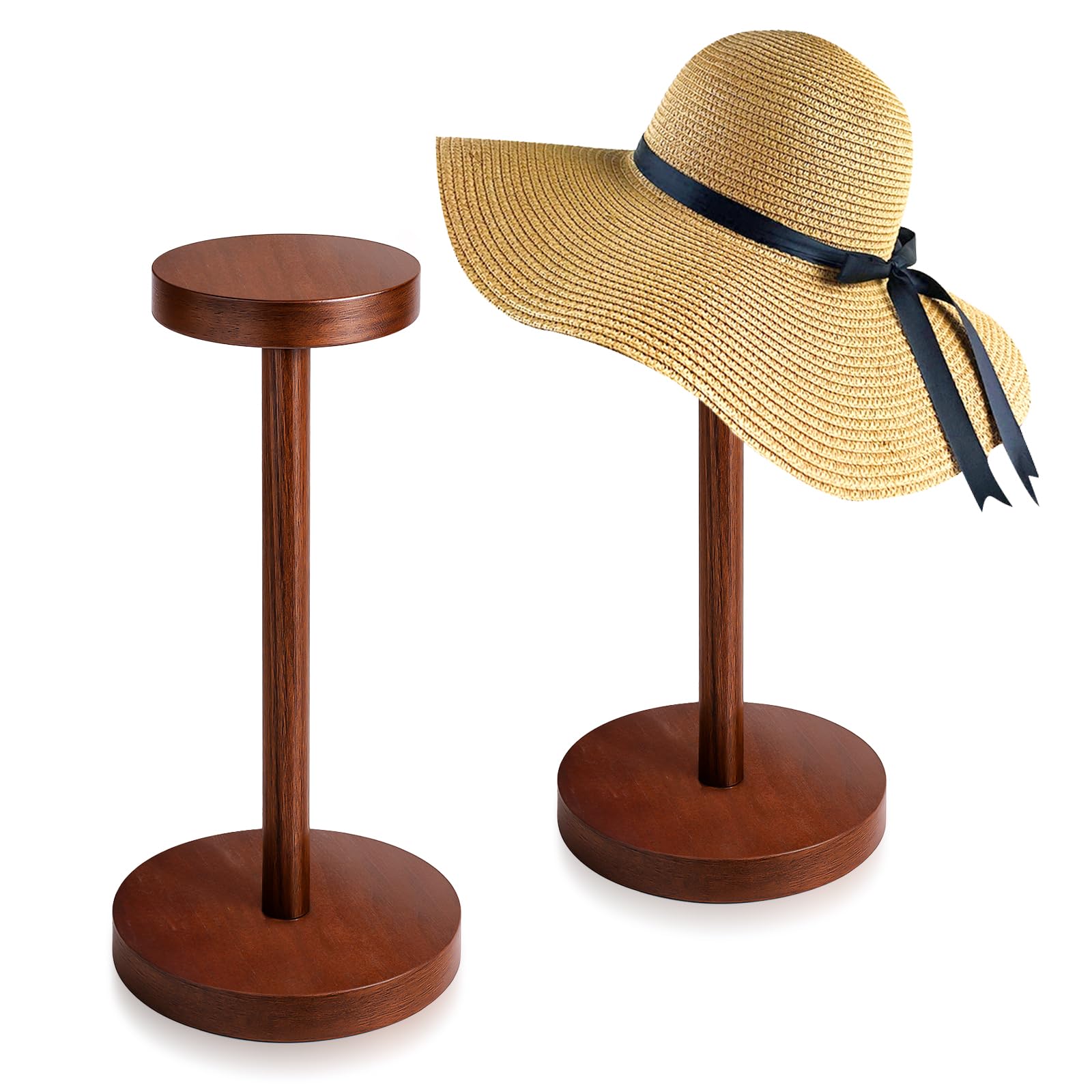 Photo 1 of ***MISSING PARTS***
Bruislard 2 Pieces Rustic Hat Stand Wood Hat Display Vintage Wig Holder Rack Holder Jewelry Display Riser for Home (Brown)