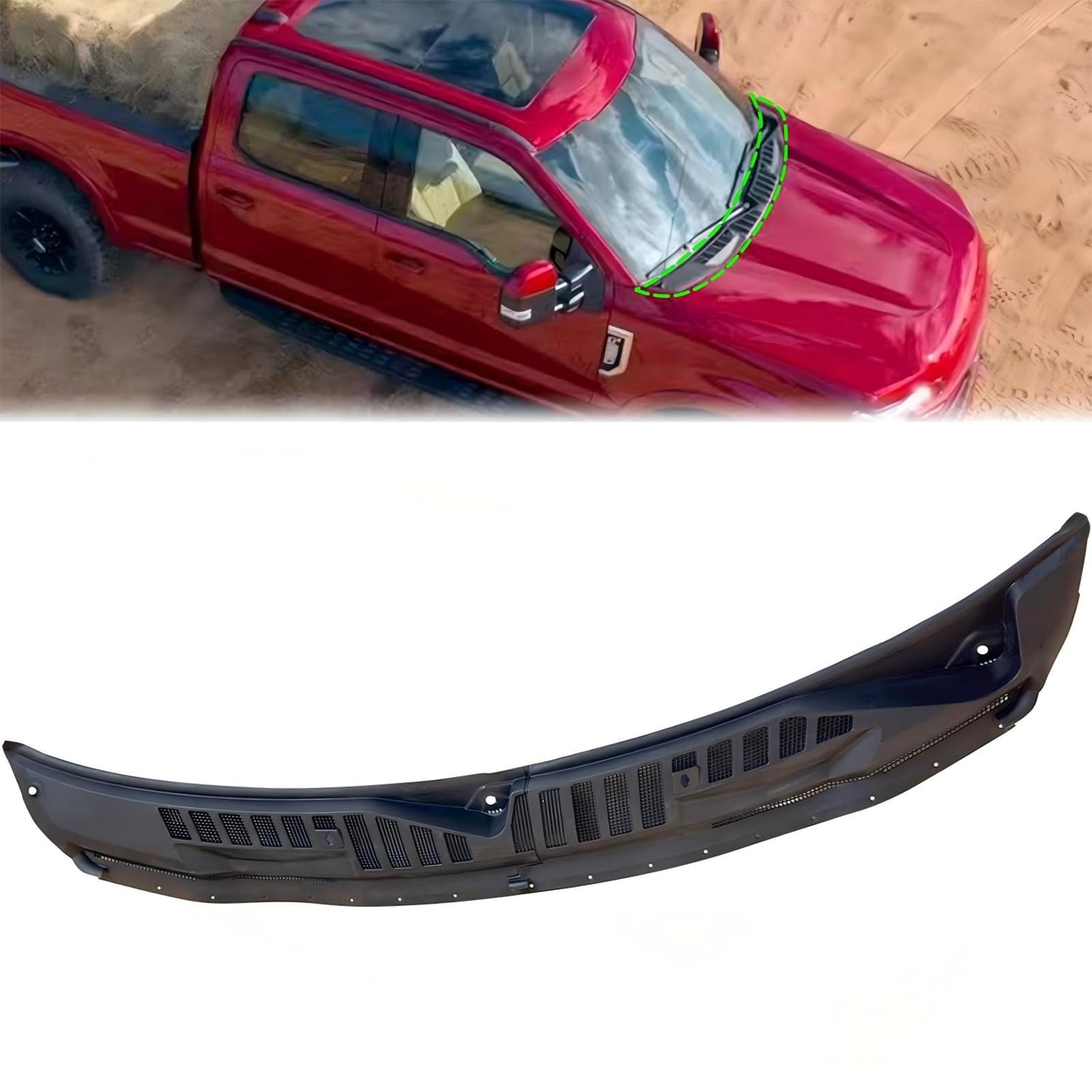 Photo 1 of YEQSHNG Pair Front Windshield Wiper Cowl Grille Insert Panel Compatible for 2017-2022 Ford F250/F350/F450/F550 Super Duty HC3Z-25022A68-AB HC3Z-25022A69-AC