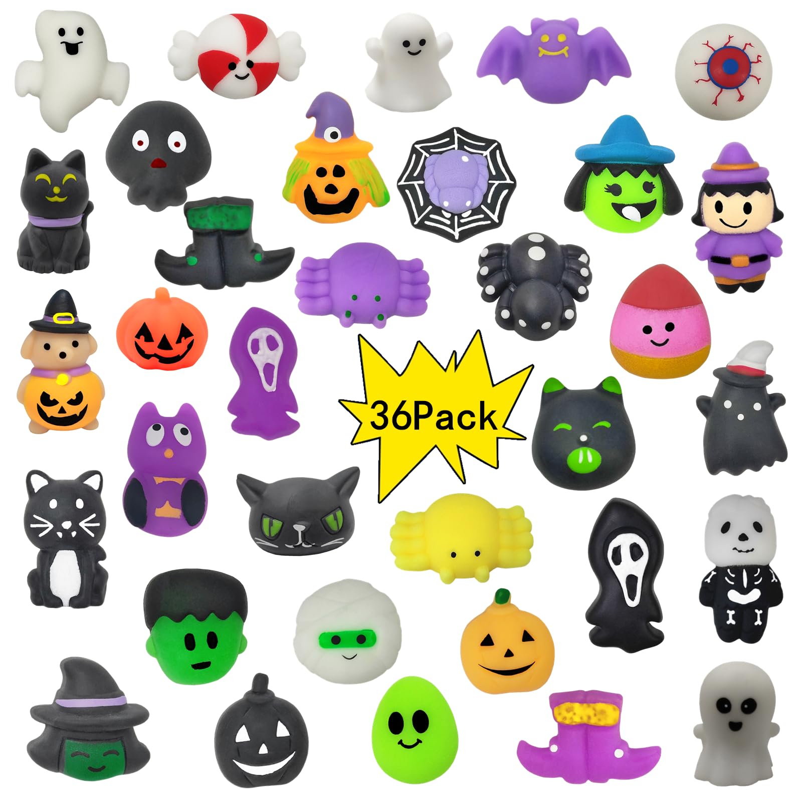 Photo 1 of 36 Pack Halloween Mochi Squishy,Halloween Party Favors,Classroom prizes,Goody Bag Stuffers,Basket Filler