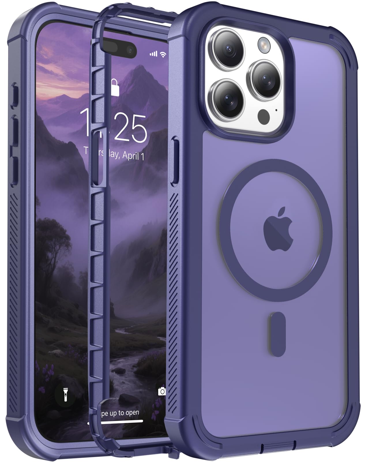 Photo 1 of jaroco for iPhone 15 Pro case, [Compatible with MagSafe][Military Grade Drop Protection][Heavy Duty Protection][Non-Slip][Shockproof] with 2-Layer Durable Bumper Phone Case 6.1''-Dark Purple