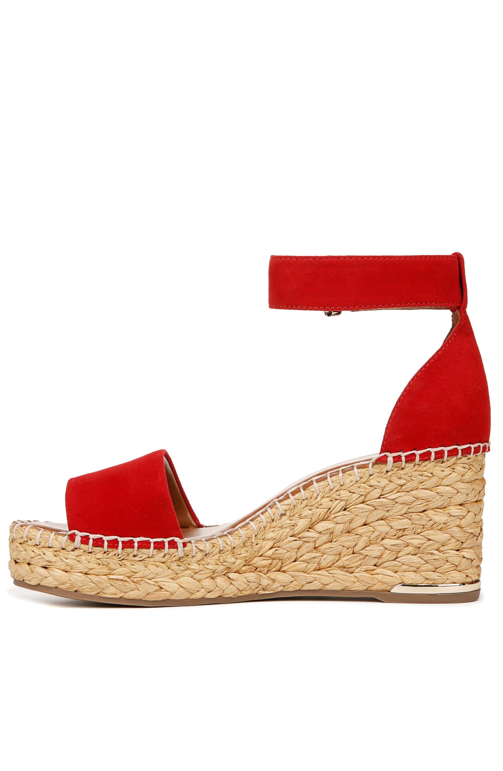 Franco Sarto Womens Clemens Raffia Espadrille Wedge Sandals Cherry Red Suede 8.5W