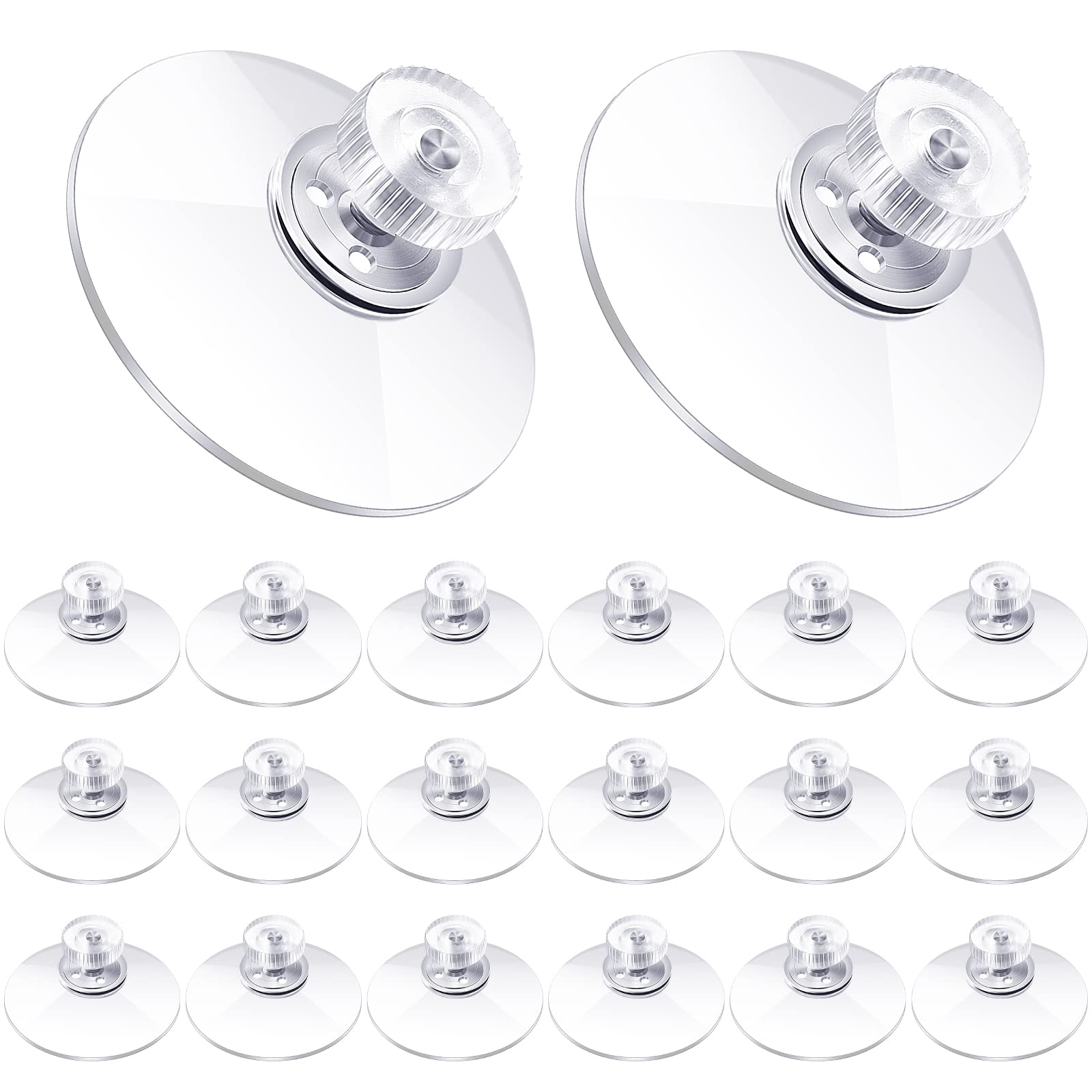 Photo 1 of Zopeal 20 Pcs Adhesive Suction Cups Bulk with Screws Nut Plastic Sucker Pad 40 mm Clear PVC Sucker Pad Strong Adhesive Suction Hook Holder for Window Car Glass Shade Cloth Glass Bathroom Wall Door