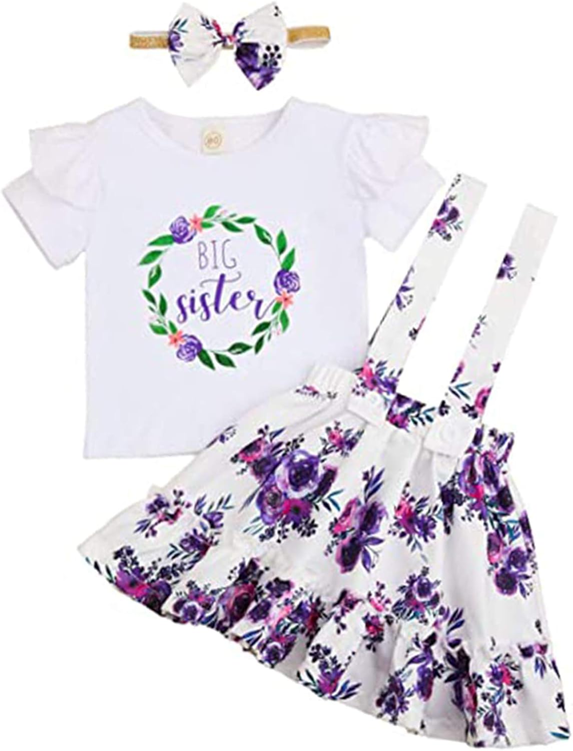 Amazon Com Toddler Baby Girls Sister Matching Outfits Little Big Sister Short Sleeve Top Romper Sunflower Skirt Clothes Set Clothing