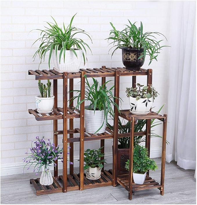 YAZHIMILA Flower Stand Corner Wooden 4 Layer