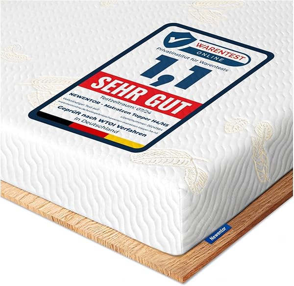 Newentor® Matratzen Topper 180x200cm H4 H5, Matratzentopper 180x200 Schlafsofa Bett Gelschaum, Mattress Topper 180x200 Boxspringbett Öko-Tex Zertifiziert Gel Bezug Kaltschaum 7CM Höhe