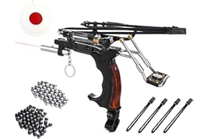 ROCHAN Slingshot with Solid Wooden Handle Professional Hunting Sling Shot with 4 Rubber Bands Wrist Rocket Slingshots for Adults with 200 Ammo (Large Pounds)