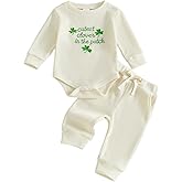 Douhoow Baby Boy St Patricks Day Outfit Infant Boy Girl My 1st St Patricks Embroidered Baby Sweatshirt Romper Pants Set