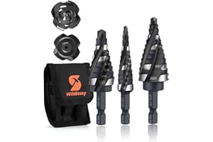 WILDBOSSY M35 Step Drill Bit Set 1/8"-7/8"(3 pcs), Quick Change HSS Four Spiral Flute Design, Impact Resistant - Perfect for DIYers and Professionals - Drill Through Metal, Stainless Steel, Wood, and Plastic