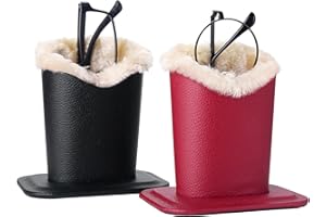 Bivisen Eyeglass Holder Stand, Modern Velvet Plush Lined PU Leather Eyeglasses Glasses Holder Case