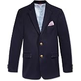 Tommy Hilfiger Boys' Bi-Stretch Alexander Blazer, Single Breasted with Pocket Square, Solid Color with Flag Print Lining