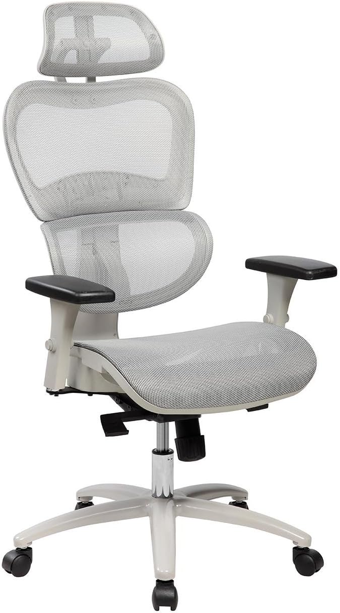 Techni Mobili High Back Mesh Office Executive Chair with Neck Support in Color Grey