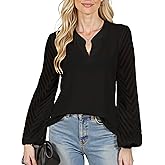 Womens Long Sleeve Blouse Tops V Neck