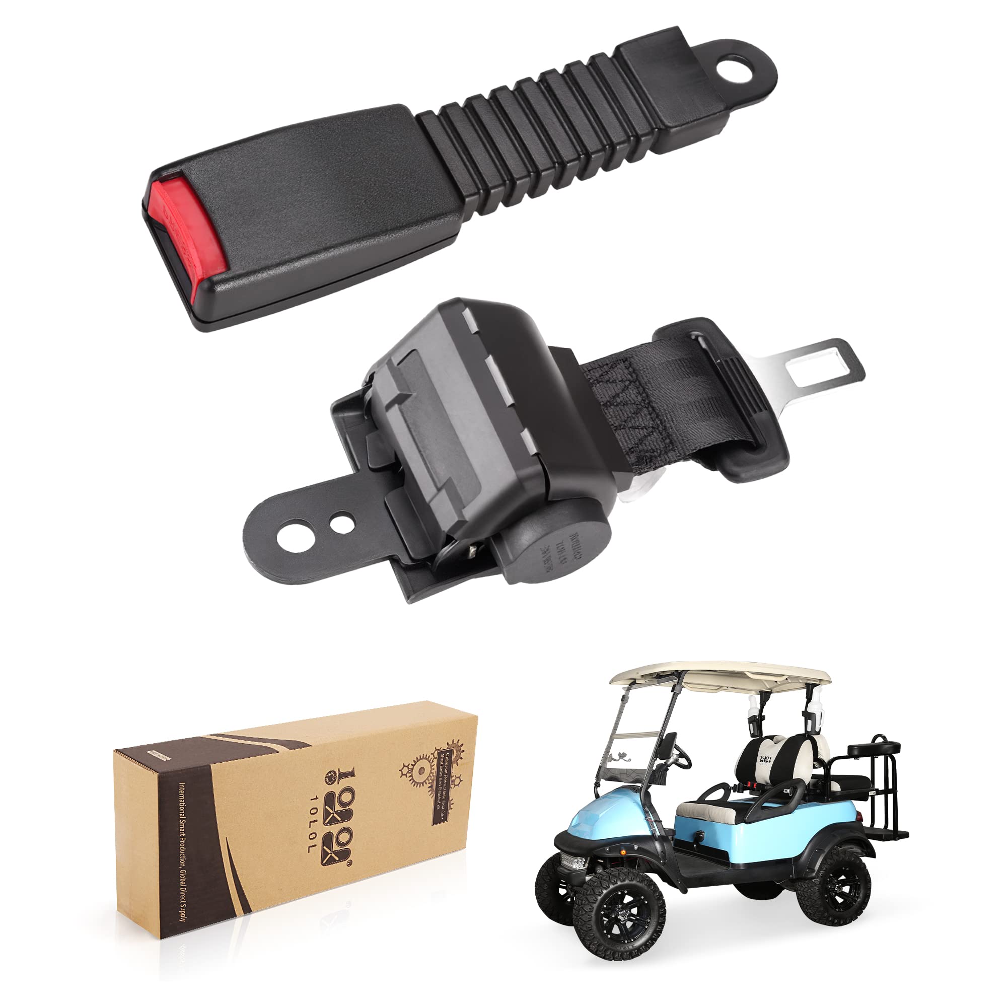 10L0L Golf Cart Seat Belts for Yamaha, EZGO, Club Car 42" Universal Retractable Seat Belts with Buckles - with DOT Certification