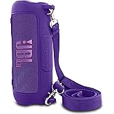 co2CREA Silicone Case for JBL Flip 7 Portable Waterproof Speaker, Portable Travel Soft Cover with Shoulder Strap, Protective Skin Case (Purple Case Only)