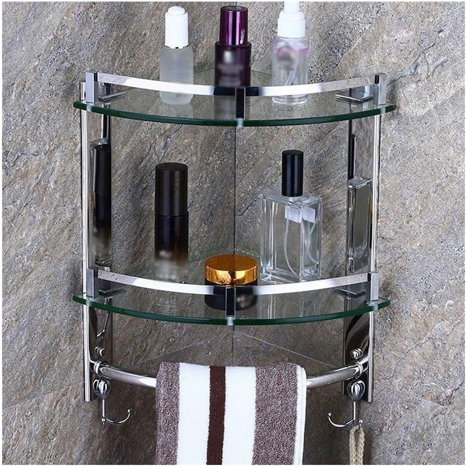 Bathroom shelves Bathroom Glass Corner Shelf Wall Mount Stainless Steel