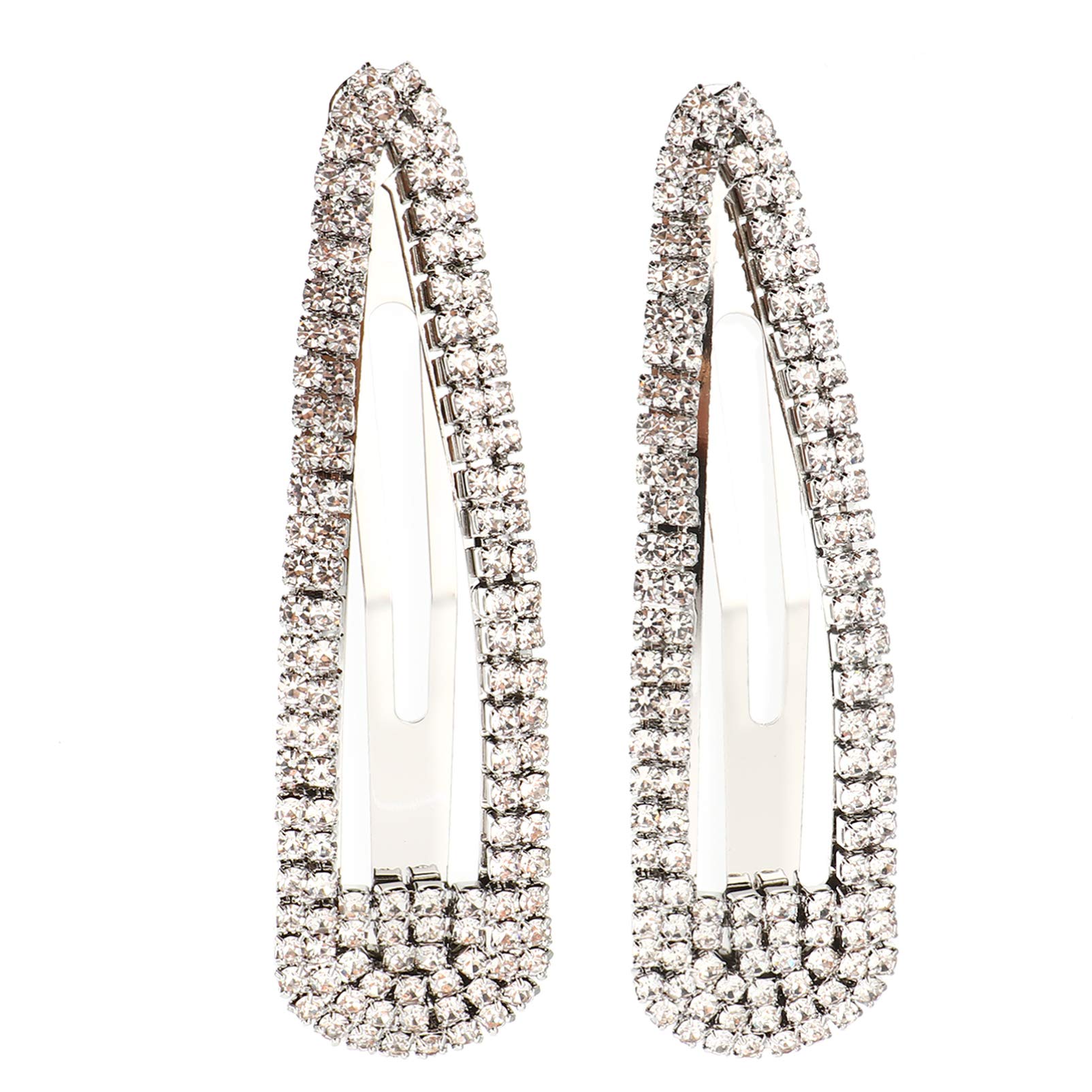 2pcs Rhinestone Snap Clip Hair Barrettes Elegant Crystal Metal Hair Decoration for Weddings Parties and Everyday Use