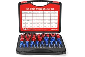 GIWAELRO Nut and Bolt Thread Checker - 54 PCS Nut and Bolt Gauges Individually Housed in Case (27 Inch & 27 Metric) Specially Suitable for Size Check on Tricky and Narrow Area