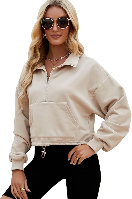 Oyamiki Womens Casual Long Sleeve Crop Workout Tops Zip Up Hoodies Fleece  Lined Sweatshirts Pullover Army Green : Amazon.ca: Clothing, Shoes u0026  Accessories