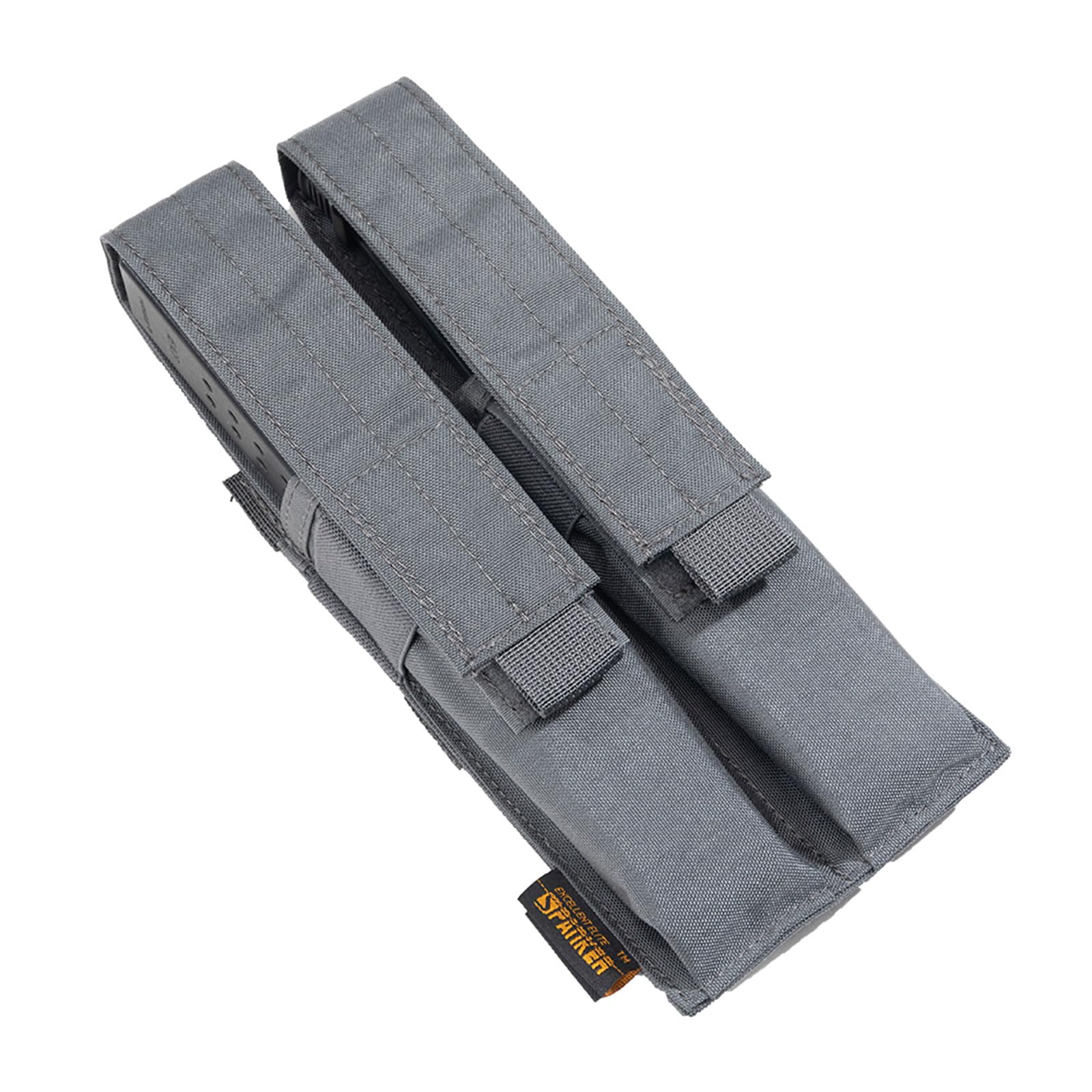 EXCELLENT ELITE SPANKER Tactical Open Top Single/Double/Triple Mag Pouch Mp7 Mag Pouch Molle Magazine Pouches (Double-Grey)